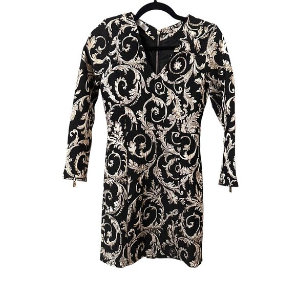 ANINE BING Brocade Jacquard Gold Metallic Mini Dress XS - Picture 3 of 7